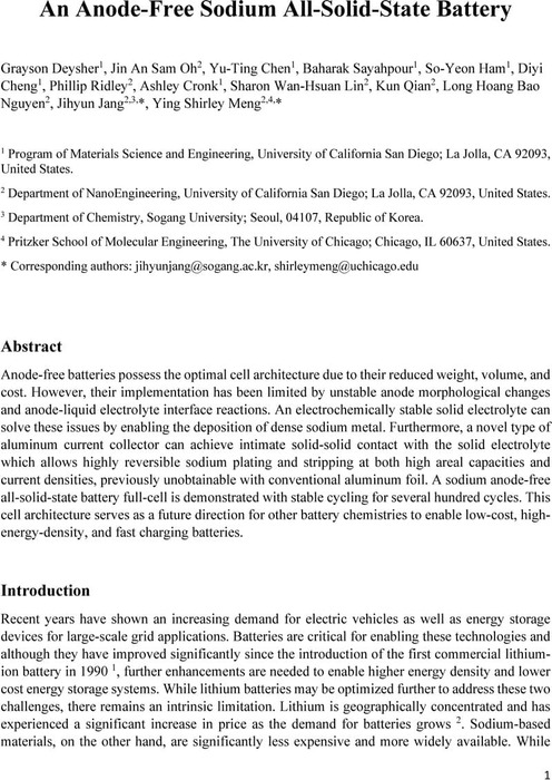 An Anode-Free Sodium All-Solid-State Battery, Energy