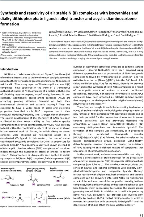 Synthesis and reactivity of air stable Ni(II) complexes with ...