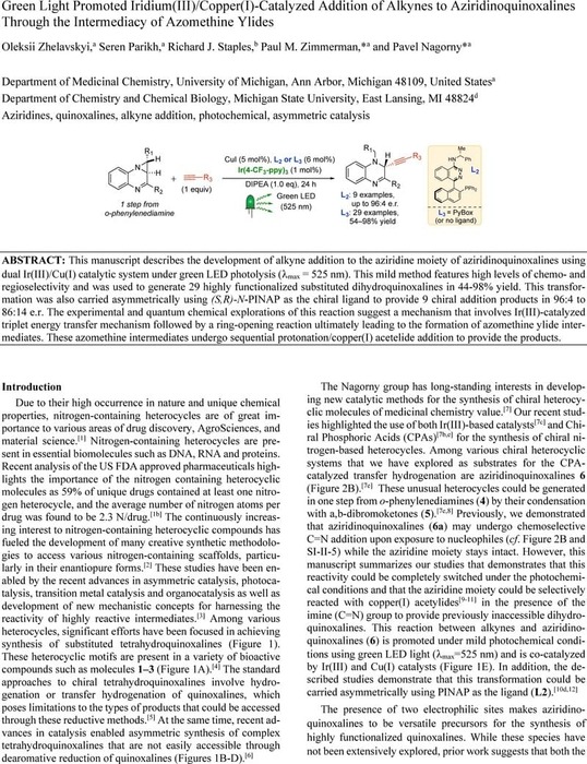 Green Light Promoted Iridium(III)/Copper(I)-Catalyzed Addition of ...