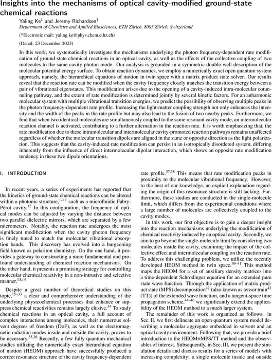 Insights into the mechanisms of optical cavity-modified ground-state ...