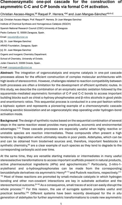 Chemoenzymatic one-pot cascade for the construction of asymmetric C-C ...