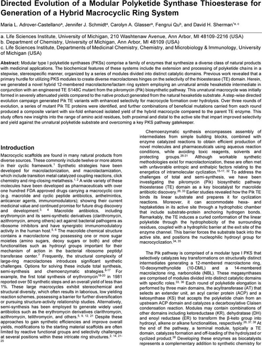 Directed Evolution of a Modular Polyketide Synthase Thioesterase for ...