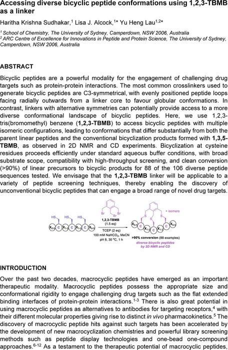 Accessing diverse bicyclic peptide conformations using 1,2,3-TBMB as a ...