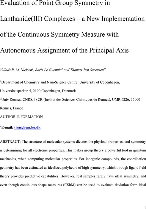 Evaluation of Point Group Symmetry in Lanthanide(III) Complexes – a New ...