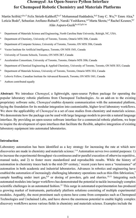 Chemspyd: An Open-Source Python Interface for Chemspeed Robotic ...
