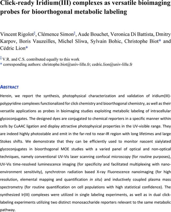 Click-ready Iridium(III) complexes as versatile bioimaging probes for ...