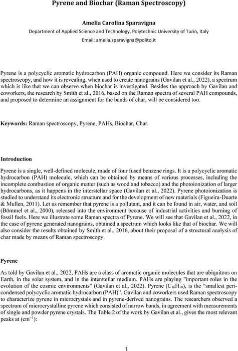 Pyrene and Biochar (Raman Spectroscopy) | Materials Science | ChemRxiv ...