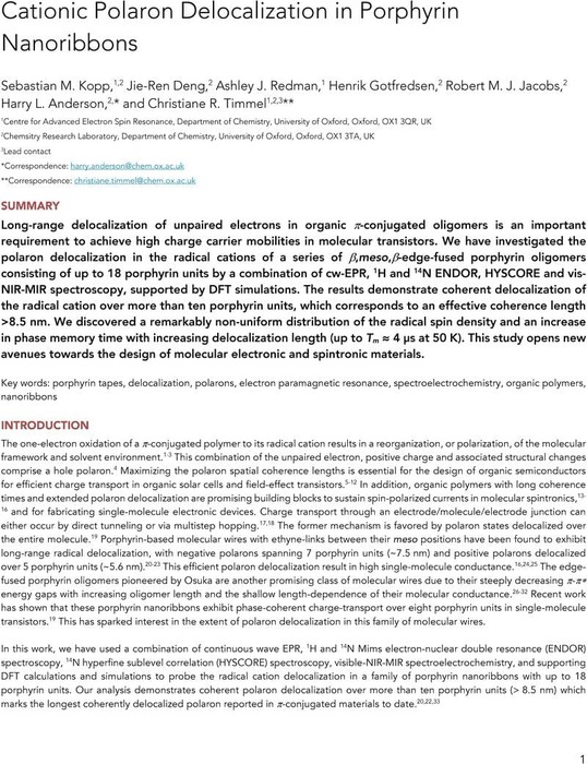 Cationic Polaron Delocalization in Porphyrin Nanoribbons | Physical ...