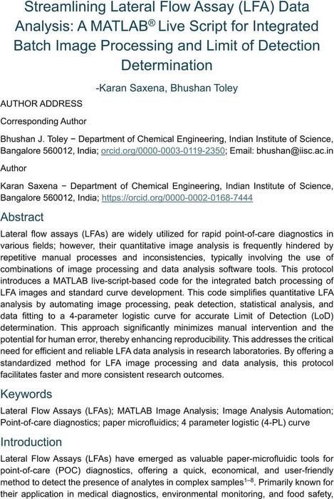 Streamlining Lateral Flow Assay (LFA) Data Analysis: A MATLAB® Live ...