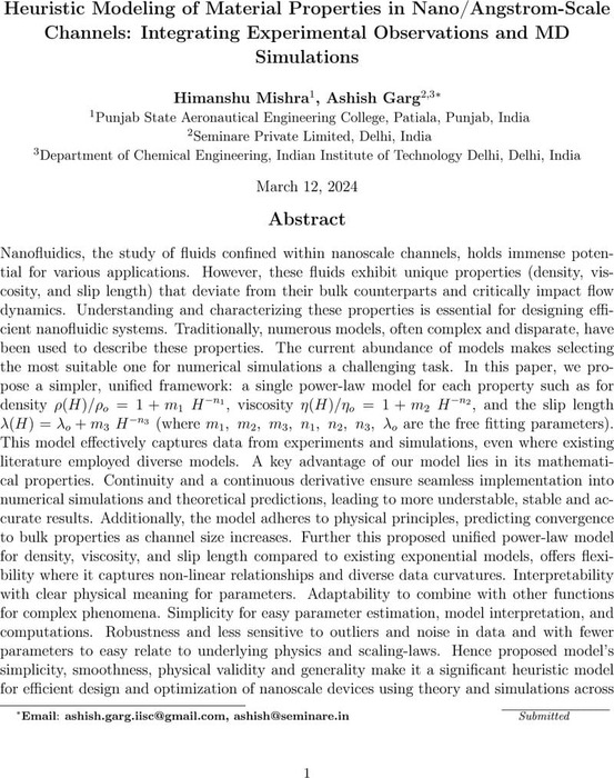 Heuristic Modeling of Material Properties in Nano/Angstrom-Scale ...