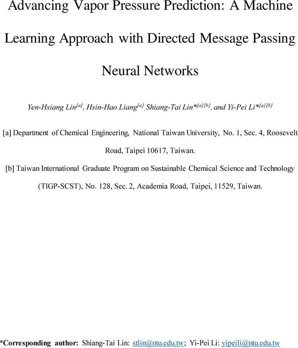 Advancing Vapor Pressure Prediction: A Machine Learning Approach with ...