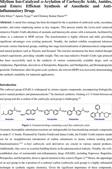 Silylium Ion-Catalyzed α-Arylation of Carboxylic Acids, Amides, and ...