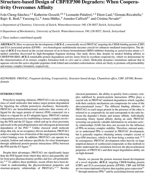 Structure-based Design of CBP/EP300 Degraders: When Coopera-tivity ...