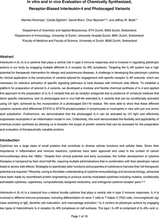 In vitro and in vivo Evaluation of Chemically Synthesized, Receptor ...