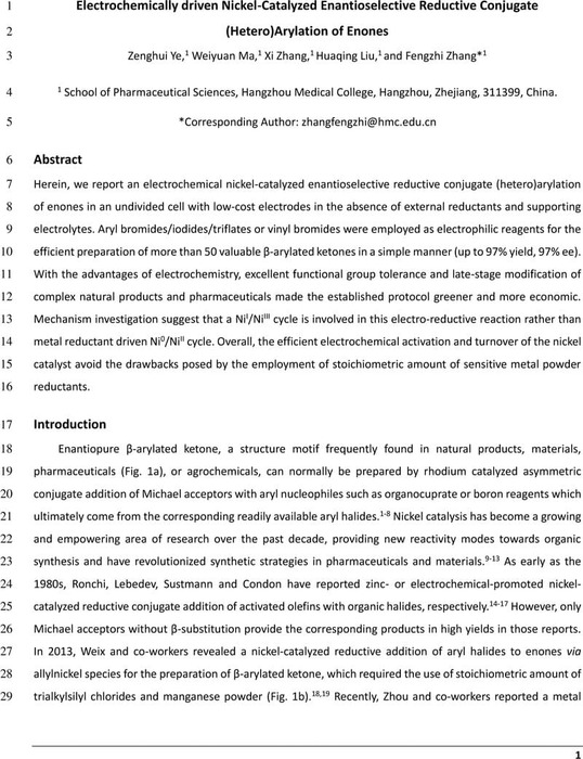 Electrochemically driven Nickel-Catalyzed Enantioselective Reductive ...