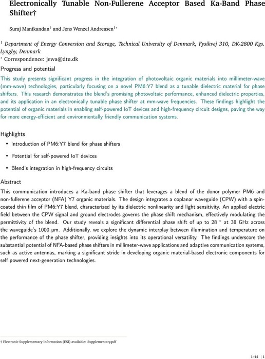 Electronically Tunable Non-Fullerene Acceptor Based Ka-Band Phase ...