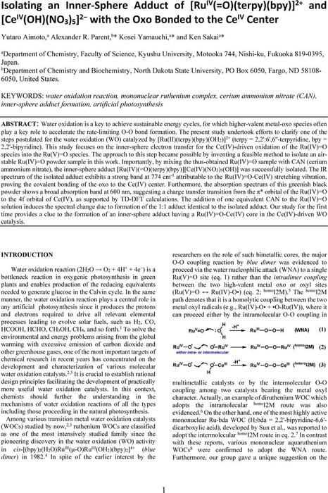 Isolating an Inner-Sphere Adduct of [RuIV(=O)(terpy)(bpy)]2+ and [CeIV ...