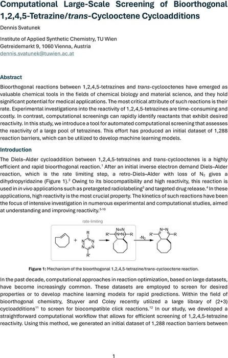 Computational Large-Scale Screening of Bioorthogonal 1,2,4,5-Tetrazine ...