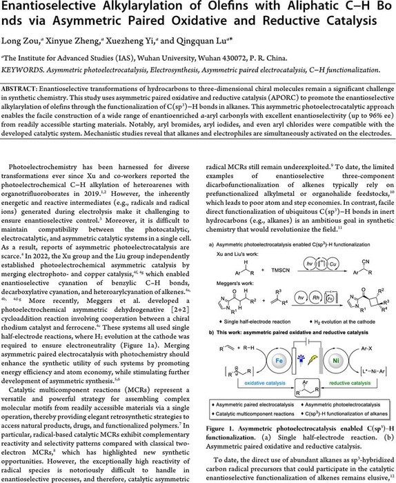 Enantioselective Alkylarylation of Olefins with Aliphatic C−H Bonds via ...