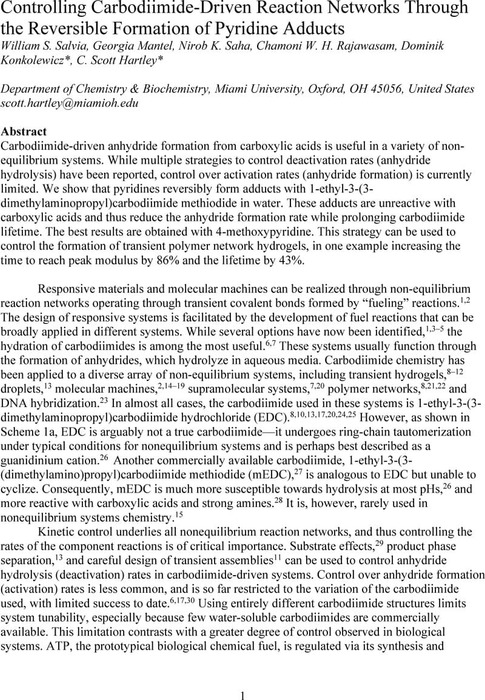 Controlling Carbodiimide-driven Reaction Networks Through The 