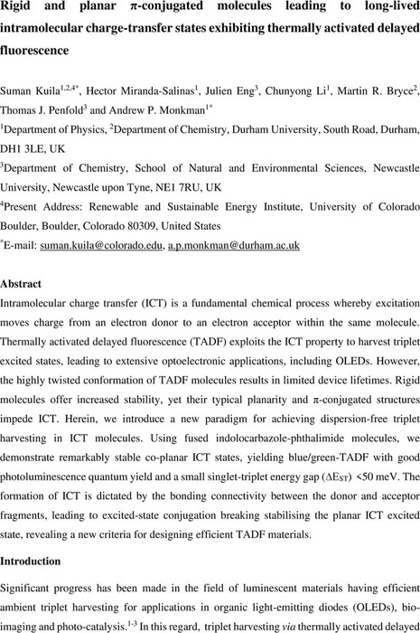 Rigid and planar π-conjugated molecules leading to long-lived ...