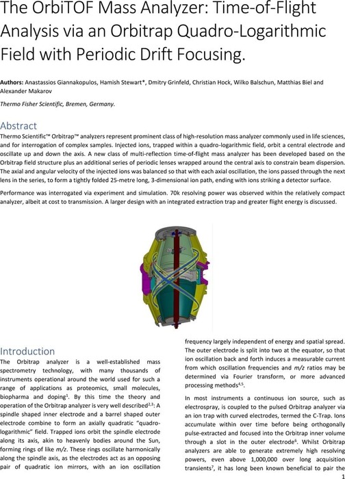 The OrbiTOF Mass Analyzer: Time-of-Flight Analysis via an Orbitrap ...