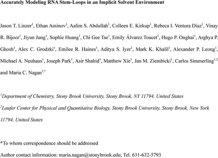 Accurately Modeling RNA Stem-Loops in an Implicit Solvent Environment ...