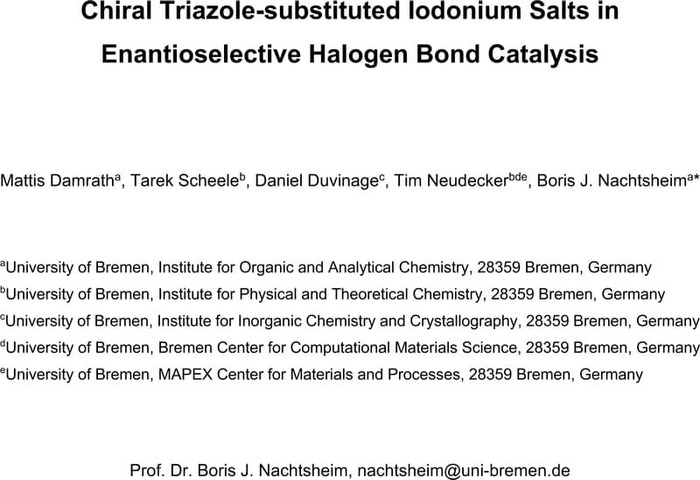 Chiral Triazole-substituted Iodonium Salts in Enantioselective 