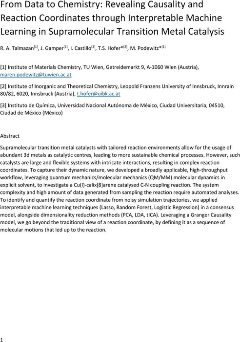 From Data To Chemistry: Revealing Causality And Reaction Coordinates ...