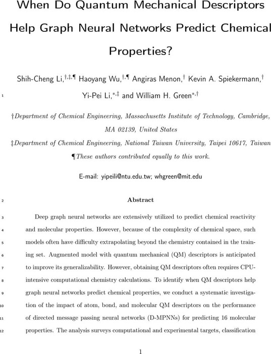 When Do Quantum Mechanical Descriptors Help Graph Neural Networks 