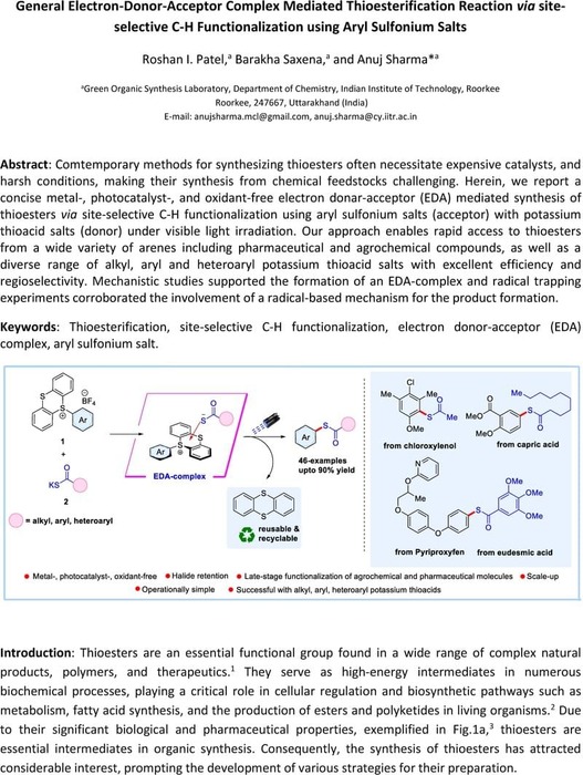 General Electron-Donor-Acceptor Complex Mediated Thioesterification ...