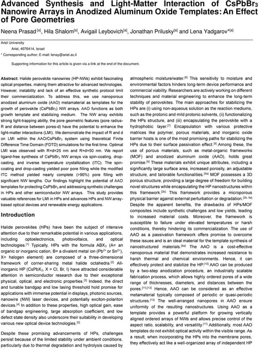 Advanced Synthesis and Light-Matter Interaction of CsPbBr3 Nanowire ...