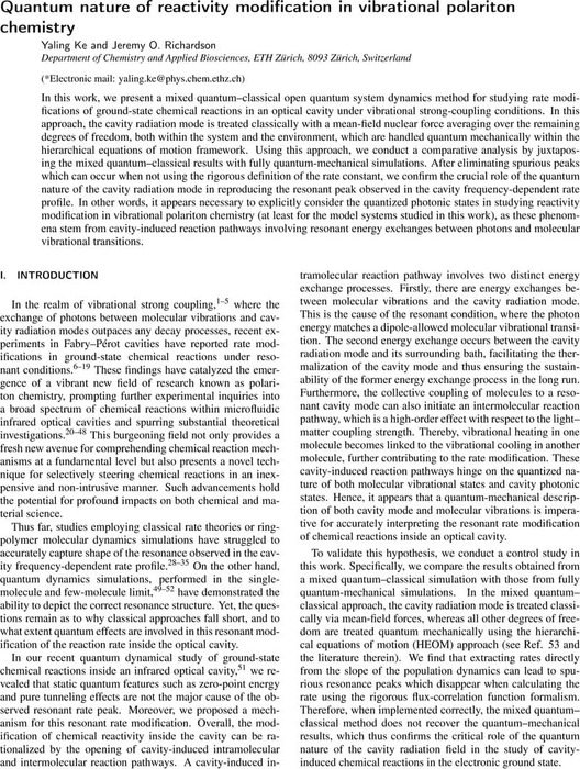 Quantum nature of reactivity modification in vibrational polariton ...