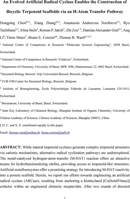 An Evolved Artificial Radical Cyclase Enables the Construction of ...