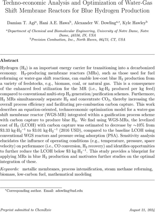 Optimizing Blue Hydrogen Production with Membrane Reactors: A Technoeconomic Perspective