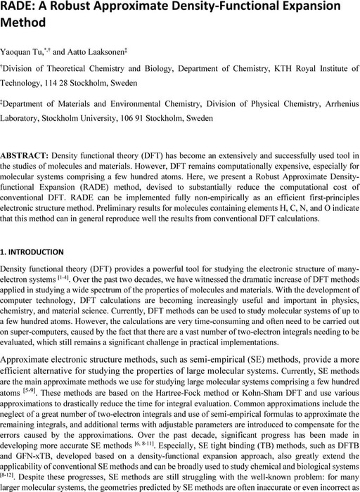 RADE: A Robust Approximate Density-Functional Expansion Method | Theoretical and Computational Chemistry | ChemRxiv | Cambridge Open Engage RADE: A Robust Approximate Density-Functional Expansion Method | Theoretical and Computational Chemistry | ChemRxiv | Cambridge Open Engage