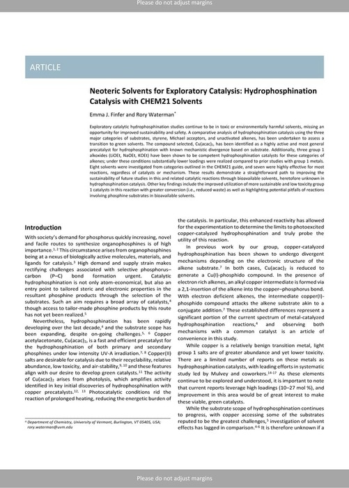 Neoteric Solvents For Exploratory Catalysis: Hydrophosphination ...