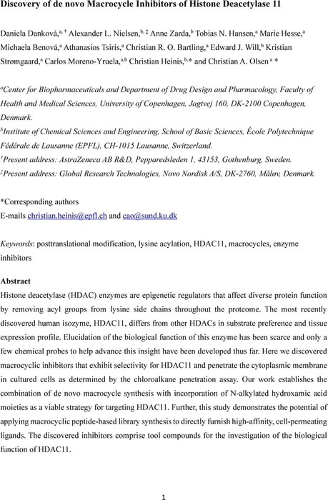 Discovery of de novo Macrocycle Inhibitors of Histone Deacetylase 11 ...